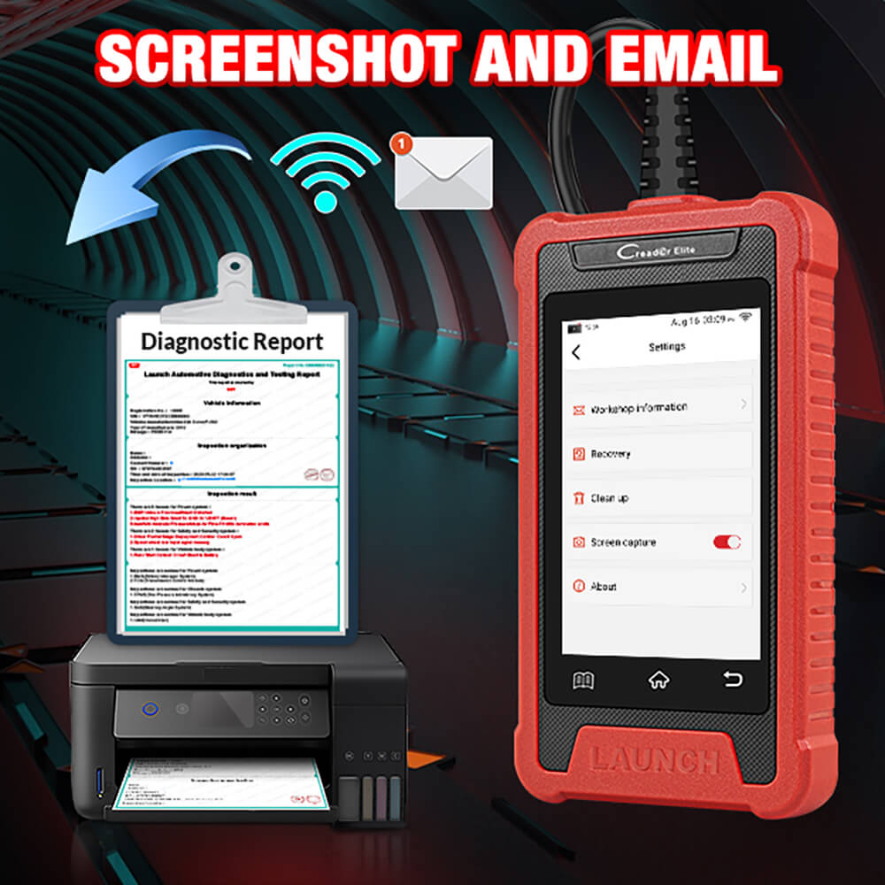 Launch CRE200 Diagnostic Scan Screenshot and Email